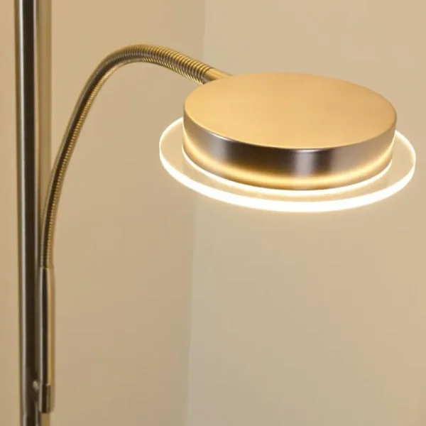 hofstein Lampadaire à vasque Veteli LED Chrome, Nickel mat, 2 lumières* Lampes Modernes
