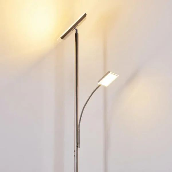 hofstein Lampadaire à vasque Veteli LED Acier inoxydable, 2 lumières* Lampes Modernes