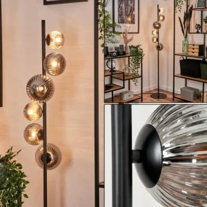 hofstein Lampadaire - Verre 10 cm, 12 cm, 15 cm Remaisnil Fumé, 6 lumières* Lampes Modernes