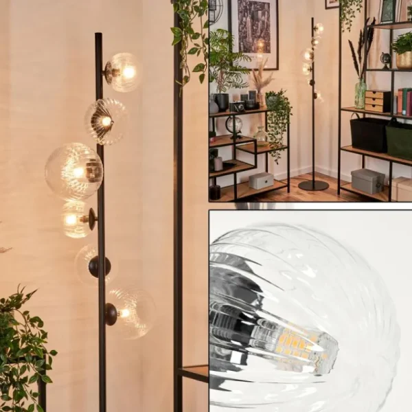 hofstein Lampadaire - Verre 10 cm, 12 cm, 15 cm Remaisnil Clair, 6 lumières* Lampes Modernes