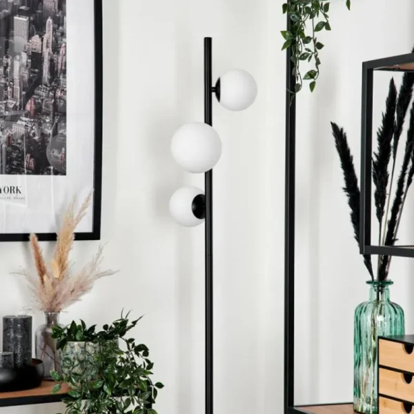 hofstein Lampadaire - Verre 10 cm, 12 cm Remaisnil Blanc, 3 lumières* Lampes En Verre