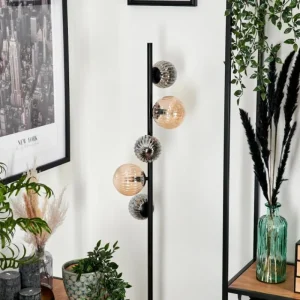 hofstein Lampadaire - Verre 10 cm, 12 cm Remaisnil Noir, 5 lumières* Lampes Modernes