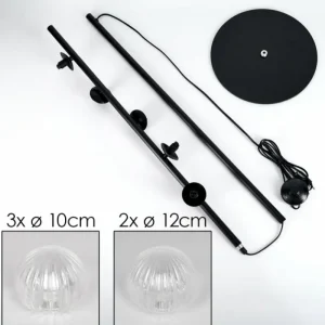 hofstein Lampadaire - Verre 10 cm, 12 cm Remaisnil Clair, 5 lumières* Lampes Modernes
