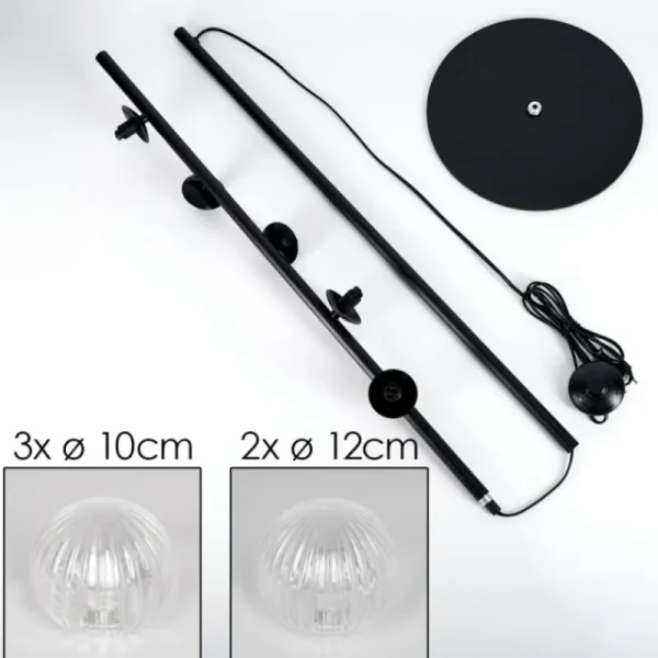 hofstein Lampadaire - Verre 10 cm, 12 cm Remaisnil Clair, 5 lumières* Lampes Modernes