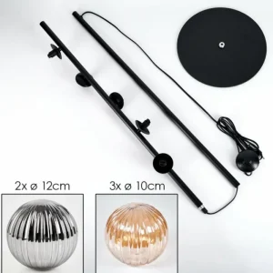 hofstein Lampadaire - Verre 10 cm, 12 cm Remaisnil Noir, 5 lumières* Lampes Modernes