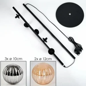 hofstein Lampadaire - Verre 10 cm, 12 cm Remaisnil Noir, 5 lumières* Lampes Modernes