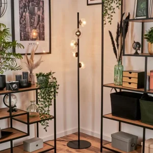 hofstein Lampadaire - Verre 10 cm, 12 cm Remaisnil Clair, 5 lumières* Lampes Modernes