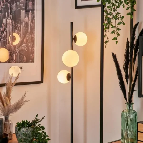 hofstein Lampadaire - Verre 10 cm, 12 cm Remaisnil Blanc, 3 lumières* Lampes En Verre