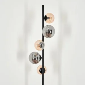 hofstein Lampadaire - Verre 10 cm, 12 cm Remaisnil Noir, 5 lumières* Lampes Modernes