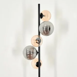 hofstein Lampadaire - Verre 12 cm, 15 cm Remaisnil Noir, 5 lumières* Lampes Modernes