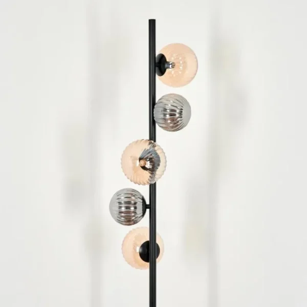 hofstein Lampadaire - Verre 10 cm, 12 cm Remaisnil Ambre, Clair, 5 lumières* Lampes Modernes