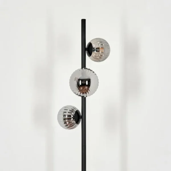 hofstein Lampadaire - Verre 10 cm, 12 cm Remaisnil Fumé, 3 lumières* Lampes Modernes