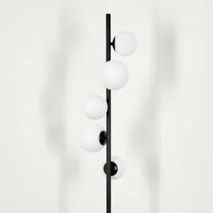 hofstein Lampadaire - Verre 10 cm, 12 cm Remaisnil Blanc, 5 lumières* Lampes Modernes