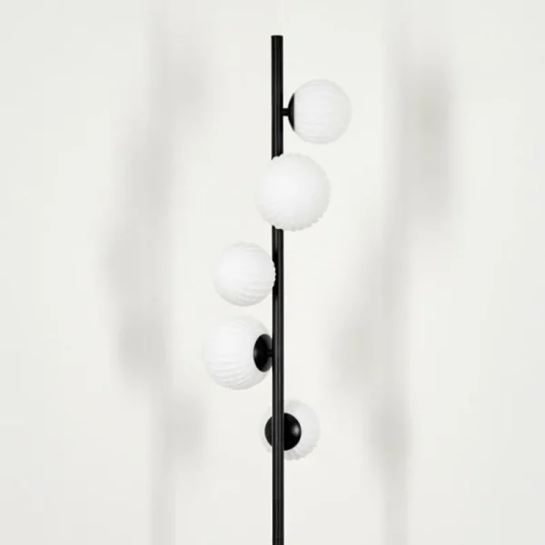 hofstein Lampadaire - Verre 10 cm, 12 cm Remaisnil Blanc, 5 lumières* Lampes Modernes