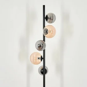hofstein Lampadaire - Verre 10 cm, 12 cm Remaisnil Noir, 5 lumières* Lampes Modernes