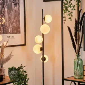 hofstein Lampadaire - Verre 10 cm, 12 cm Remaisnil Blanc, 5 lumières* Lampes Modernes