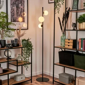hofstein Lampadaire - Verre 10 cm, 12 cm Remaisnil Blanc, 3 lumières* Lampes En Verre