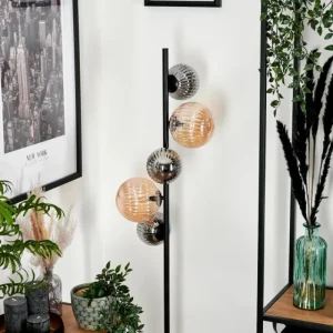 hofstein Lampadaire - Verre 12 cm, 15 cm Remaisnil Noir, 5 lumières* Lampes Modernes