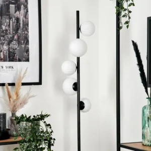 hofstein Lampadaire - Verre 10 cm, 12 cm Remaisnil Blanc, 5 lumières* Lampes Modernes