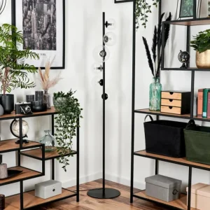 hofstein Lampadaire - Verre 10 cm, 12 cm, 15 cm Remaisnil Clair, 6 lumières* Lampes Modernes