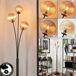 hofstein Lampadaire - Verre 12 cm Bernado Ambre, 3 lumières* Lampes Modernes