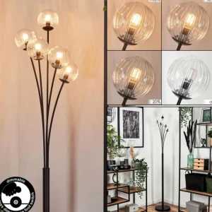 hofstein Lampadaire - Verre 10 cm Bernado Clair, 5 lumières* Lampes Modernes