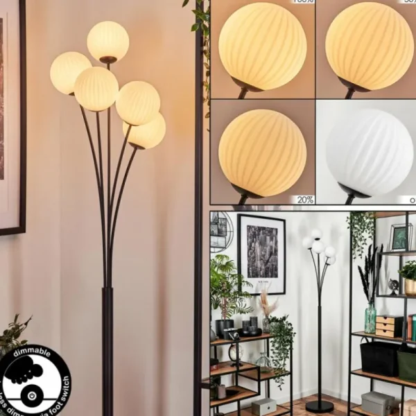hofstein Lampadaire - Verre 12 cm Bernado Blanc, 5 lumières* Lampes Modernes