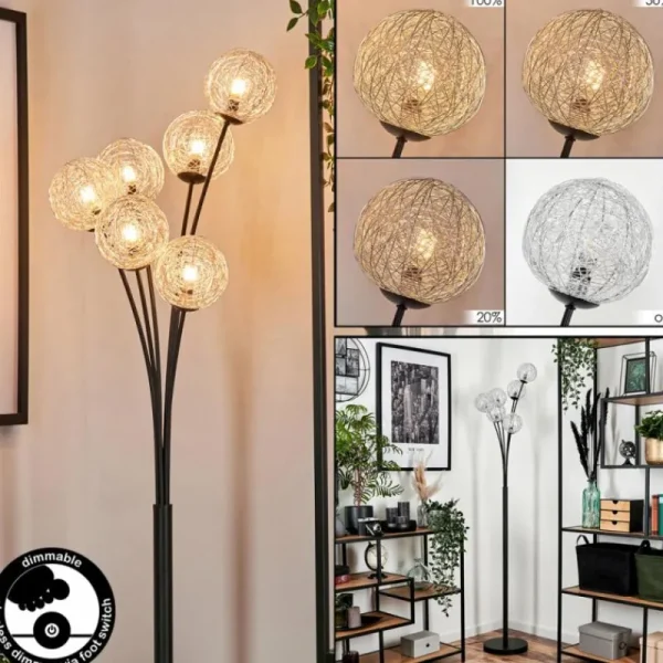 hofstein Lampadaire - Verre 12 cm Bernado Argenté, 6 lumières* Lampes Modernes