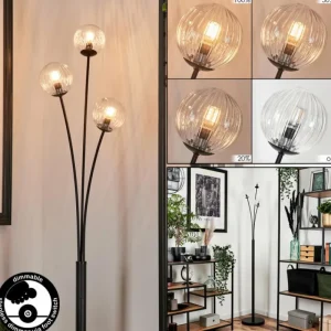 hofstein Lampadaire - Verre 10 cm Bernado Clair, 3 lumières* Lampes Modernes