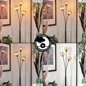 hofstein Lampadaire - Verre 12 cm Bernado Ambre, 3 lumières* Lampes Modernes