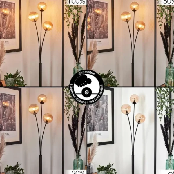 hofstein Lampadaire - Verre 12 cm Bernado Ambre, 3 lumières* Lampes Modernes