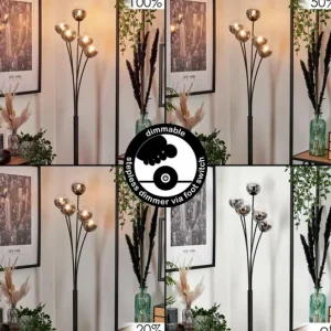 hofstein Lampadaire - Verre 10 cm Bernado Clair, Fumé, 5 lumières* Lampes Modernes
