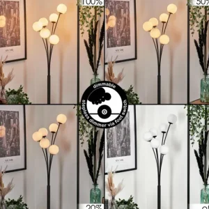hofstein Lampadaire - Verre 10 cm Bernado Blanc, 6 lumières* Lampes Modernes