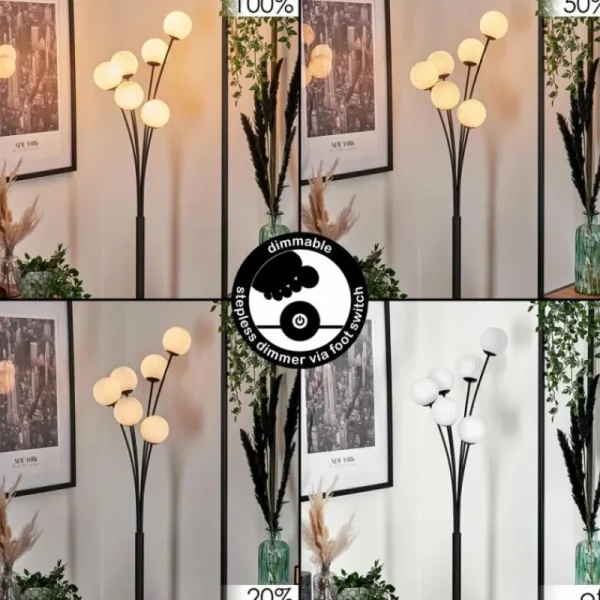 hofstein Lampadaire - Verre 10 cm Bernado Blanc, 6 lumières* Lampes Modernes