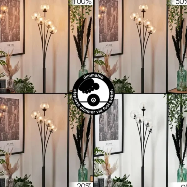 hofstein Lampadaire - Verre 10 cm Bernado Clair, 5 lumières* Lampes Modernes
