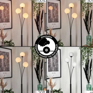 hofstein Lampadaire - Verre 12 cm Bernado Blanc, 3 lumières* Lampes En Verre
