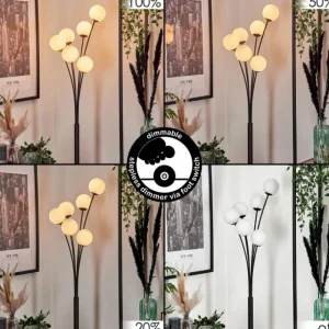 hofstein Lampadaire - Verre 10 cm Bernado Blanc, 6 lumières* Lampes En Verre