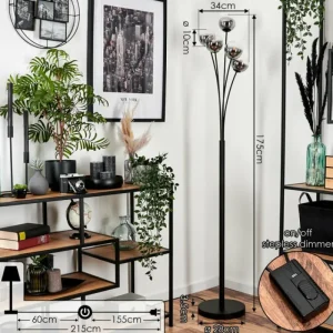 hofstein Lampadaire - Verre 10 cm Bernado Clair, Fumé, 5 lumières* Lampes Modernes