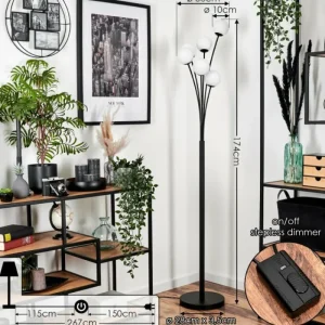 hofstein Lampadaire - Verre 10 cm Bernado Blanc, 6 lumières* Lampes Modernes