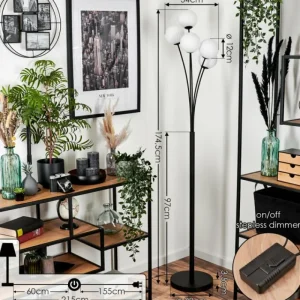 hofstein Lampadaire - Verre 12 cm Bernado Blanc, 5 lumières* Lampes Modernes