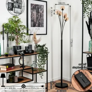 hofstein Lampadaire - Verre 10 cm Bernado Ambre, 5 lumières* Lampes En Verre