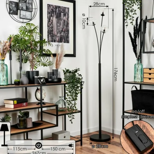hofstein Lampadaire - Verre 10 cm Bernado Clair, 3 lumières* Lampes Modernes