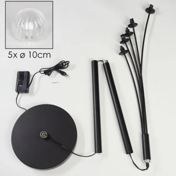 hofstein Lampadaire - Verre 10 cm Bernado Clair, 5 lumières* Lampes Modernes