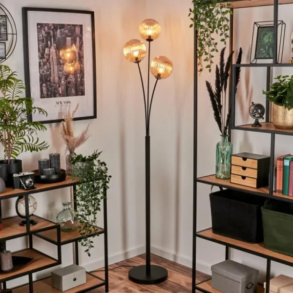 hofstein Lampadaire - Verre 15 cm Bernado Ambre, 3 lumières* Lampes Modernes