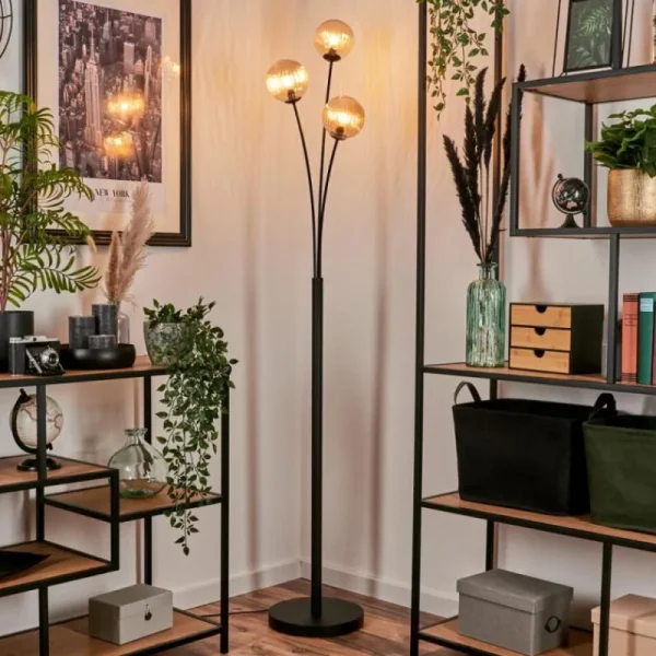 hofstein Lampadaire - Verre 12 cm Bernado Ambre, 3 lumières* Lampes Modernes