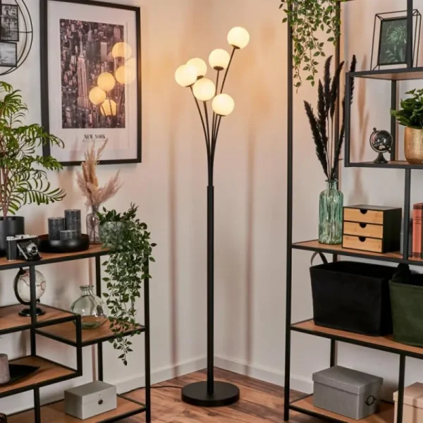 hofstein Lampadaire - Verre 10 cm Bernado Blanc, 6 lumières* Lampes Modernes