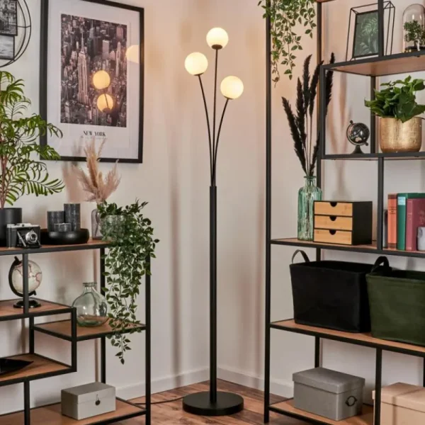 hofstein Lampadaire - Verre 10 cm Bernado Blanc, 3 lumières* Lampes Modernes