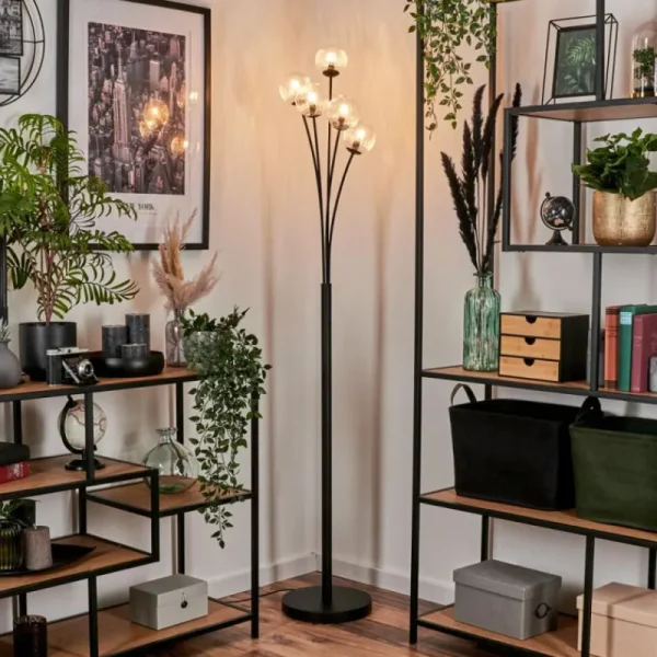 hofstein Lampadaire - Verre 10 cm Bernado Clair, 5 lumières* Lampes Modernes