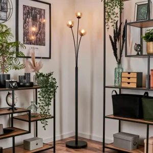 hofstein Lampadaire - Verre 10 cm Bernado Ambre, 3 lumières* Lampes En Verre