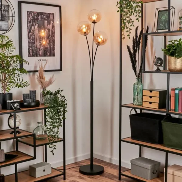 hofstein Lampadaire - Verre 15 cm Bernado Ambre, Clair, 3 lumières* Lampes En Verre
